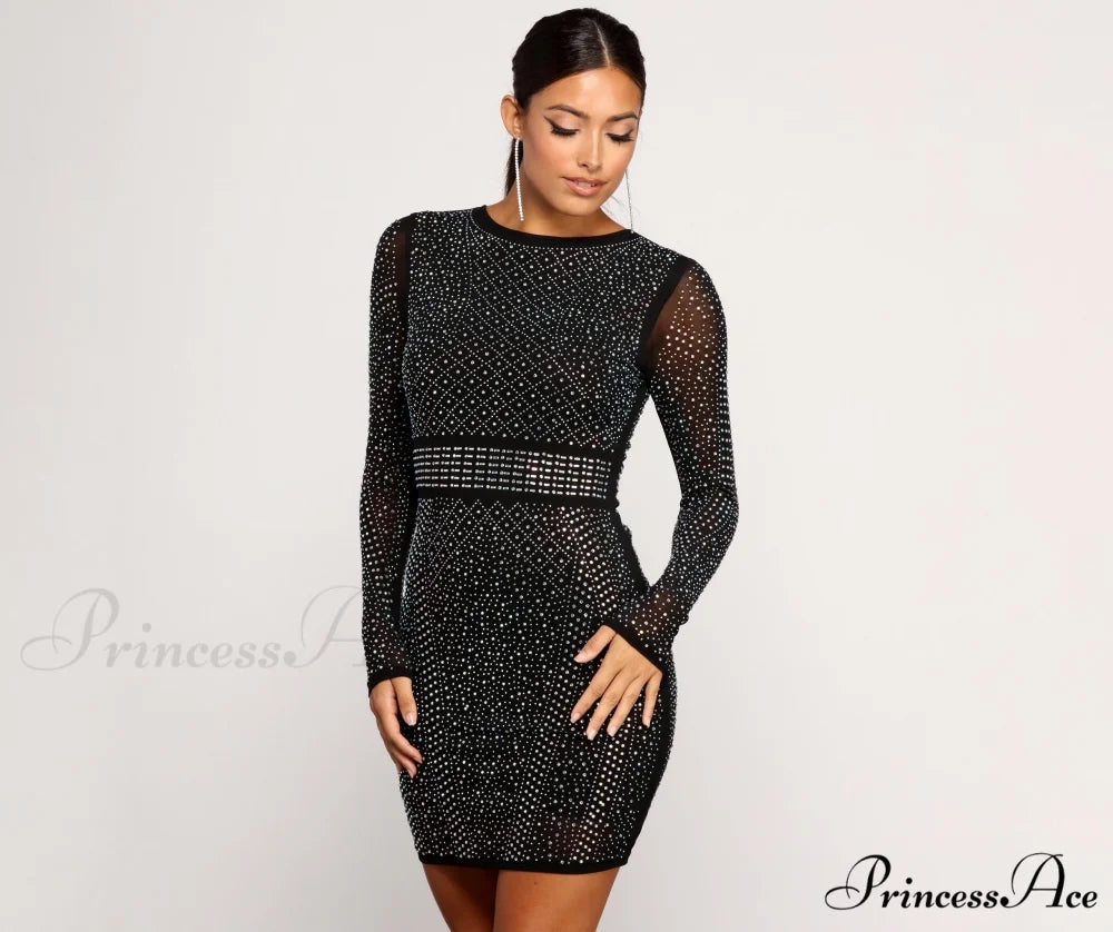 Seemingly Stunning Stylish Mini Dress BLACK / XS