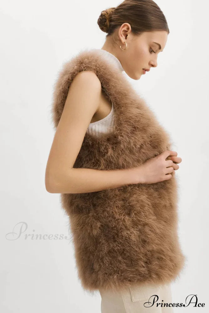 Selma Black Stylish Feather Vest 16 Days / 4 / S / Brown