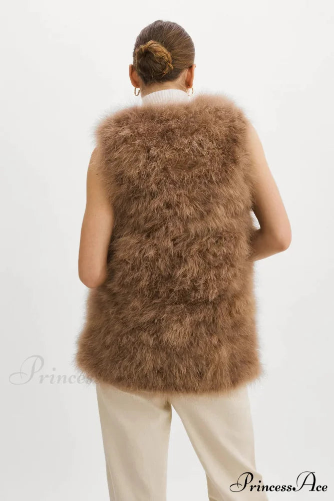 Selma Black Stylish Feather Vest 30 Days / 4 / S / Brown