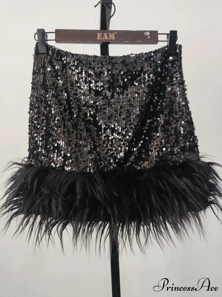 Sequin Feather Women’s Short Party Skirt