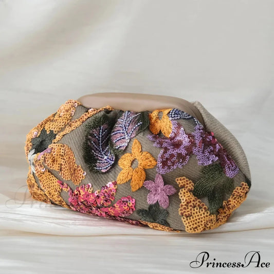 Sequin Floral Clutch Wristlet Yellow wristlet-250126