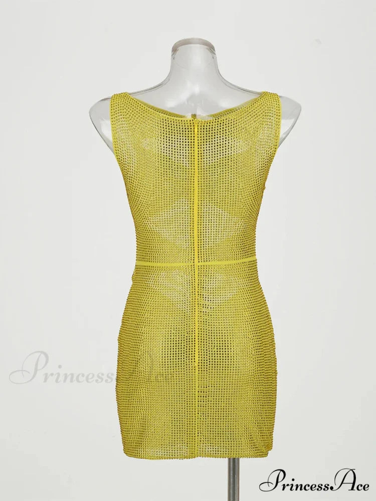 Sequin Flower Details Cut Graceful Out Bodycon Mini Dress