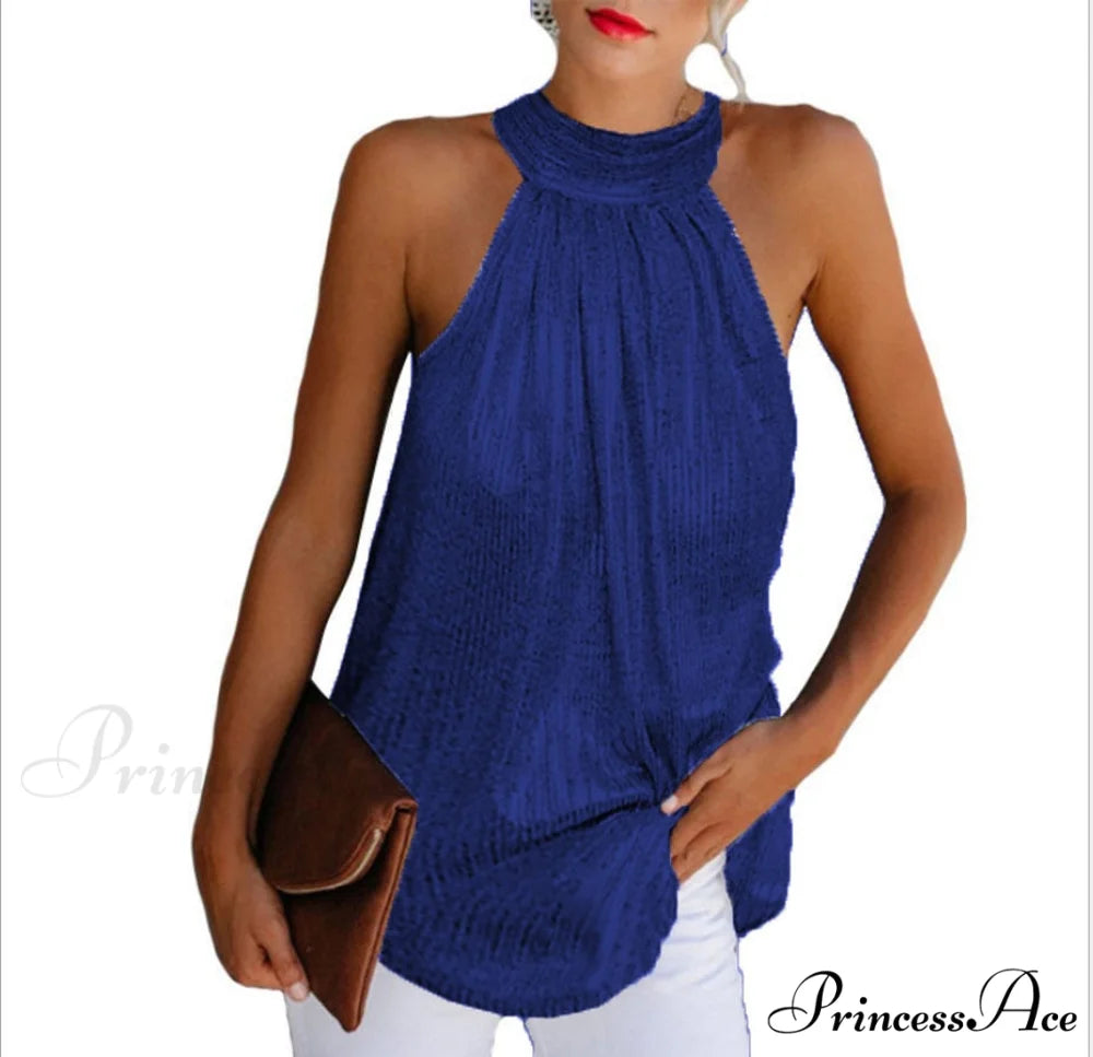 Sequin Glitter Strappy Hang-Neck Swing Clubwear Party Night Tank