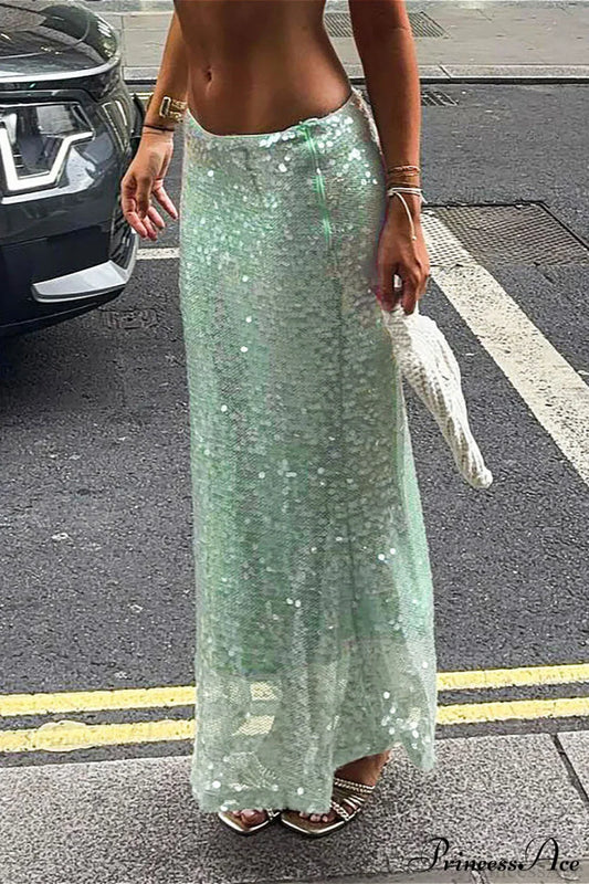 Sequin High Waist Slim Skirt