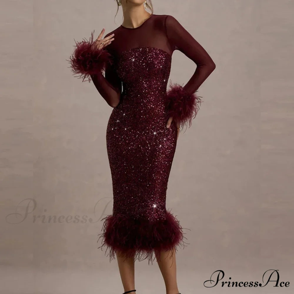 Sequin Mesh Backless Casual Party Dress