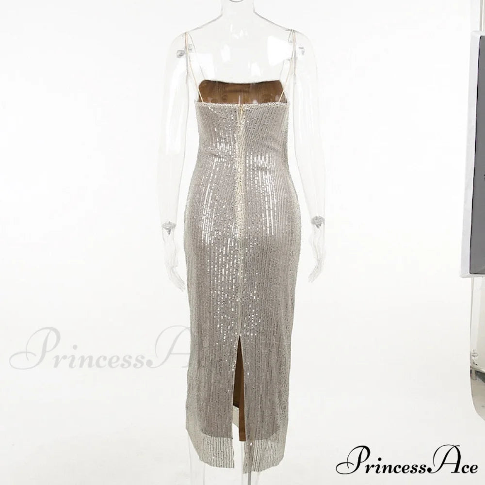 Sequin Mesh Stylish Long Dress