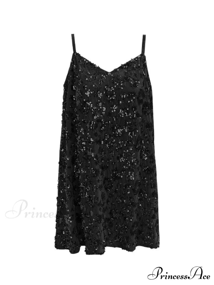 Sequin Slimming Suspender Dress For Women M / Beige