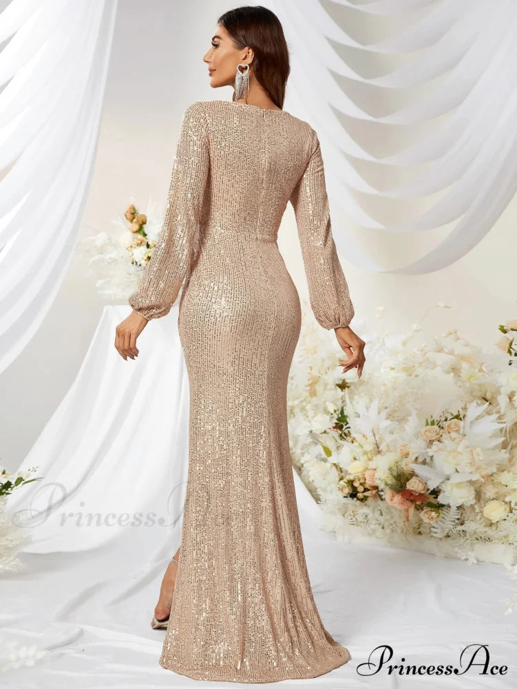 Sequin Surplice Party Dress