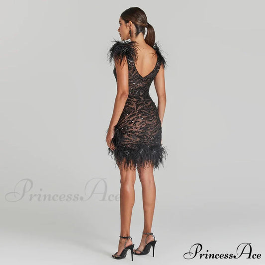 Sequined V-Neck Party Dress