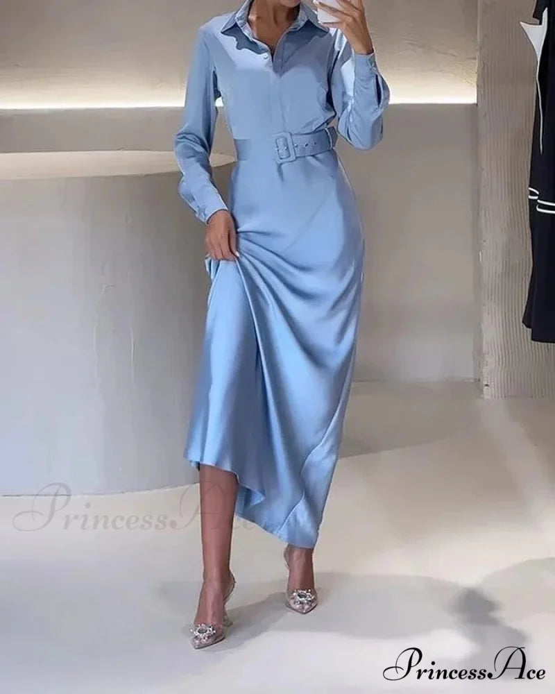 Serenity Sky Midi Dress Shirt