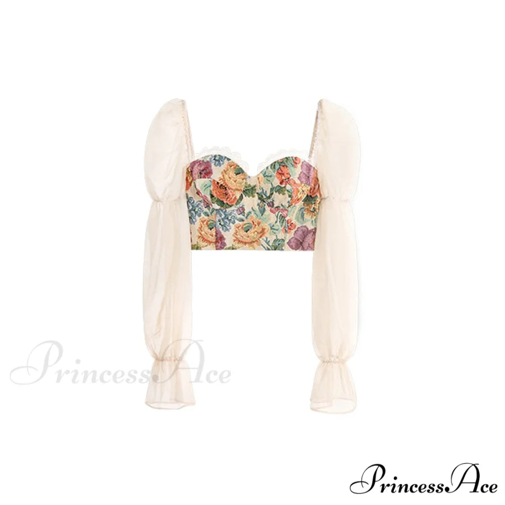 Set Piece - Elegant Vintage Fashion Y2k Party Gown Corset Skirts Warm-Season Mini Top - Evening Blouse Women and for 2