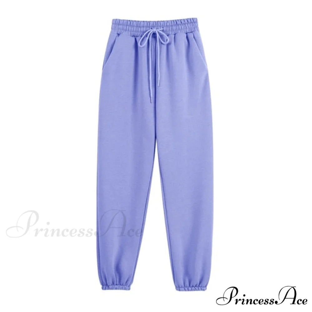 Set - Tracksuit - Hooded Pants Fleece Women’s Color Solid Casual Sweatshirt Autumn/Winter and - Outfit BLUE pants / S