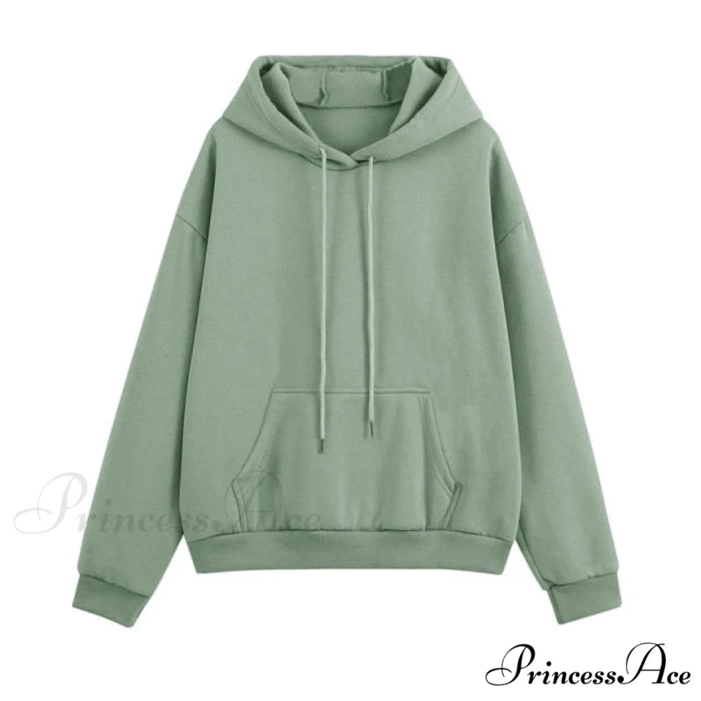 Set - Tracksuit - Hooded Pants Fleece Women’s Color Solid Casual Sweatshirt Autumn/Winter and - Outfit GREEN LONG / S