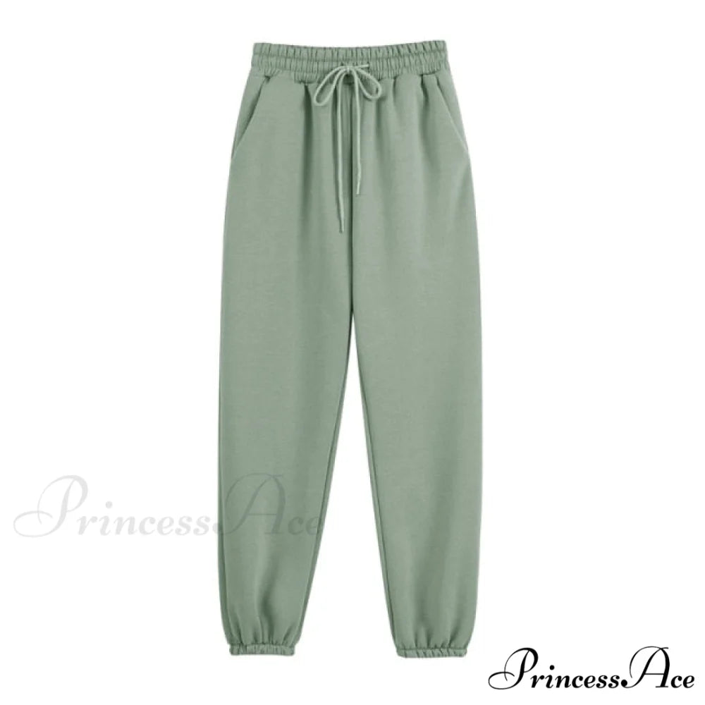 Set - Tracksuit - Hooded Pants Fleece Women’s Color Solid Casual Sweatshirt Autumn/Winter and - Outfit GREEN pants / S