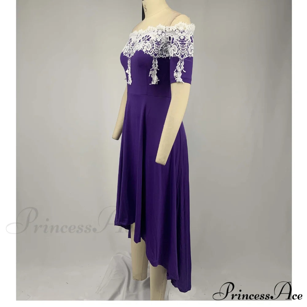 Sexy 5XL Lace One-Shoulder Elegant Gown Irregular Party - Backless Dress