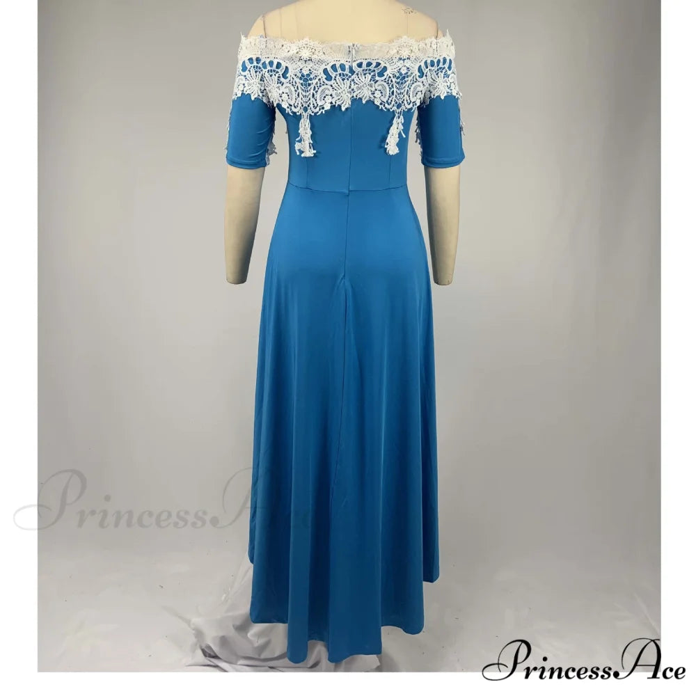 Sexy 5XL Lace One-Shoulder Elegant Gown Irregular Party - Backless Dress