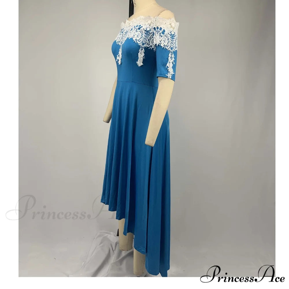 Sexy 5XL Lace One-Shoulder Elegant Gown Irregular Party - Backless Dress