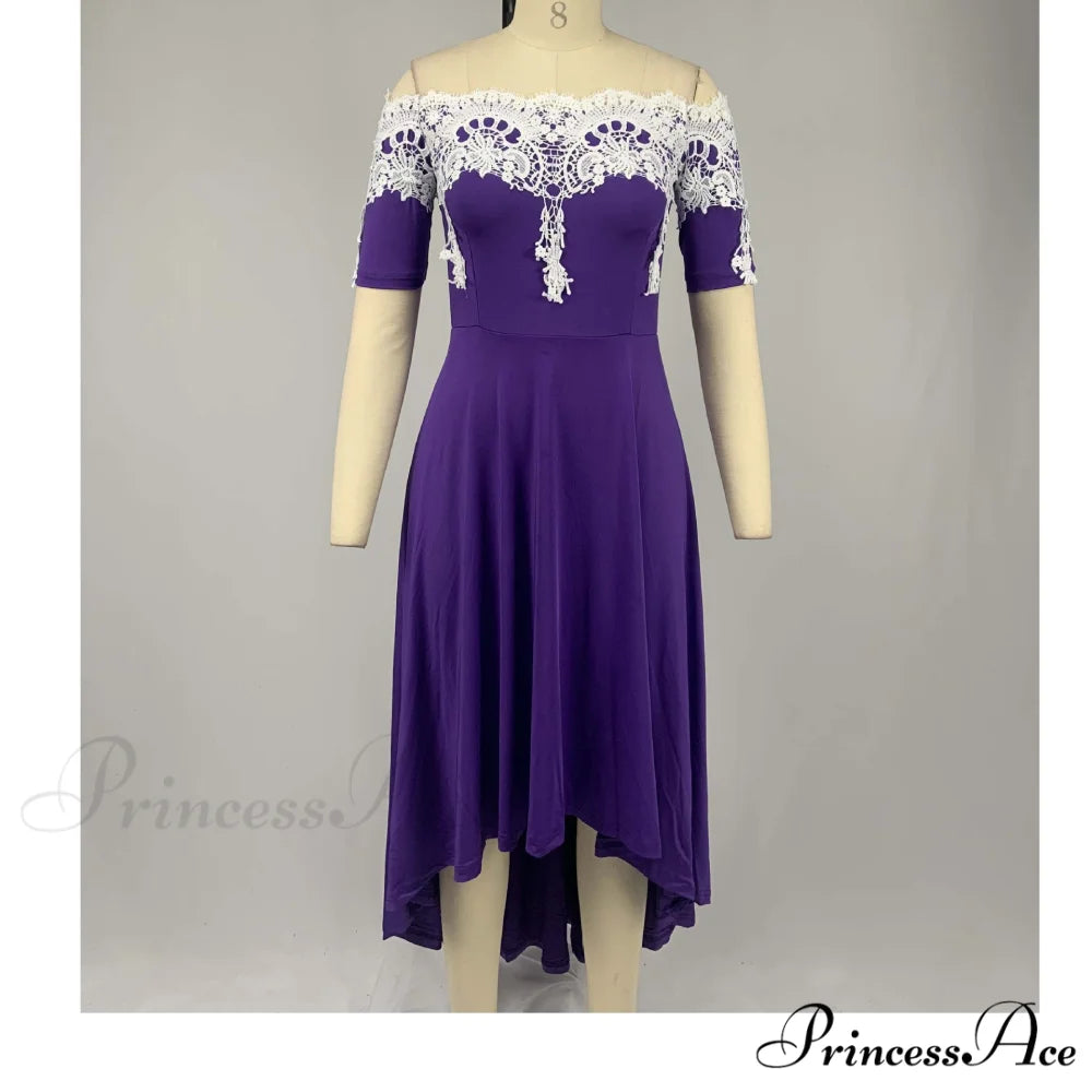 Sexy 5XL Lace One-Shoulder Elegant Gown Irregular Party - Backless Dress