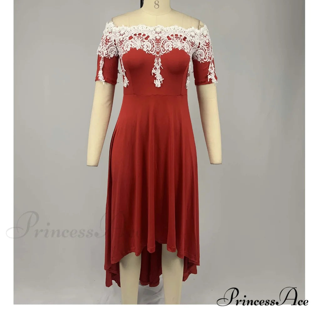Sexy 5XL Lace One-Shoulder Elegant Gown Irregular Party - Backless Dress