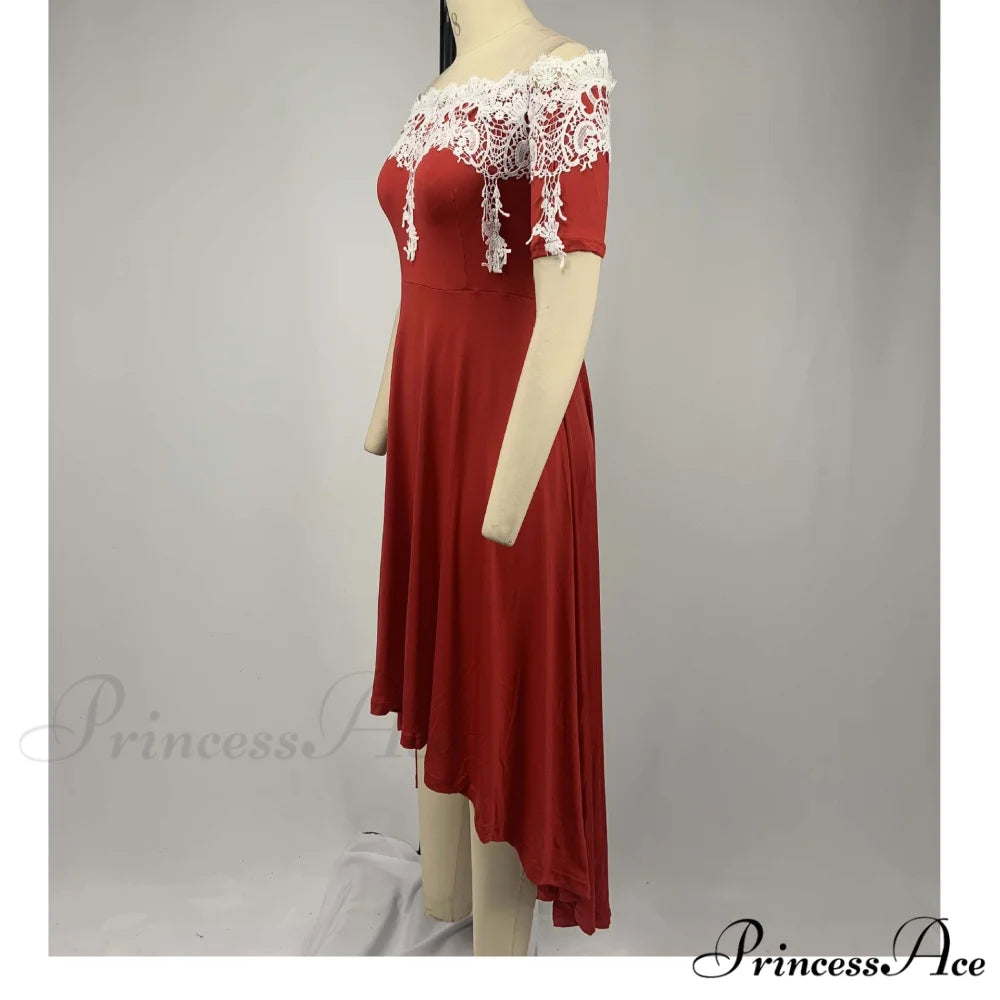 Sexy 5XL Lace One-Shoulder Elegant Gown Irregular Party - Backless Dress