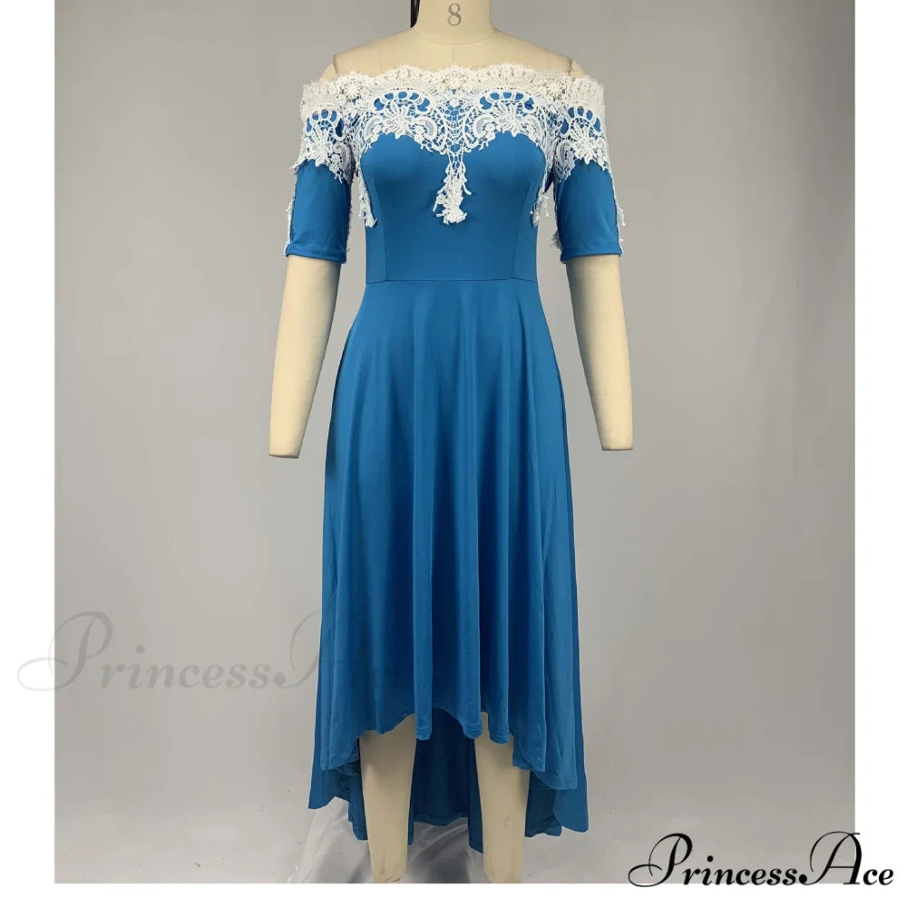 Sexy 5XL Lace One-Shoulder Elegant Gown Irregular Party - Backless Dress