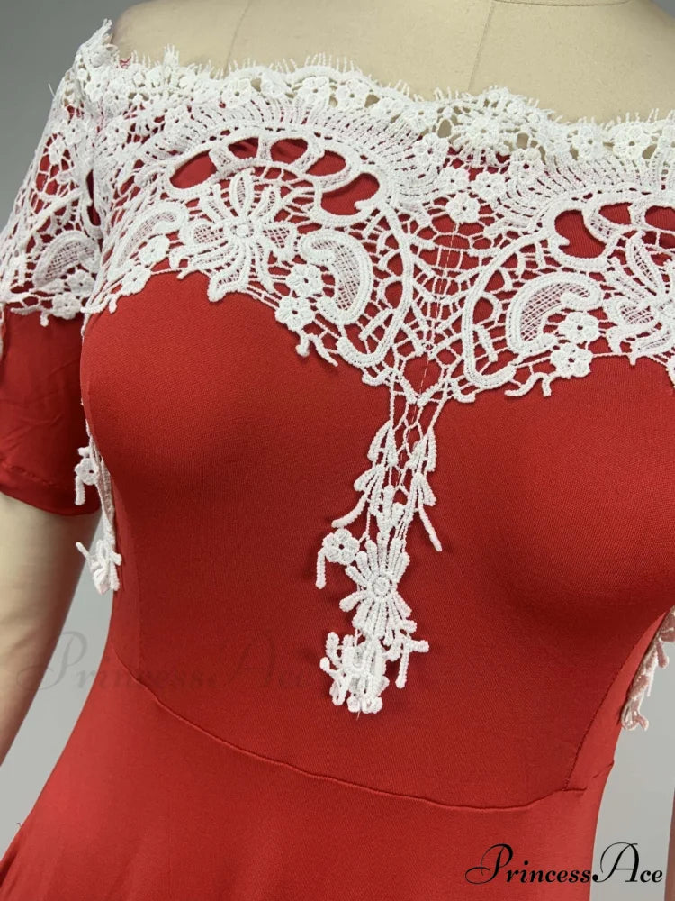 Sexy 5XL Lace One-Shoulder Elegant Gown Irregular Party - Backless Dress