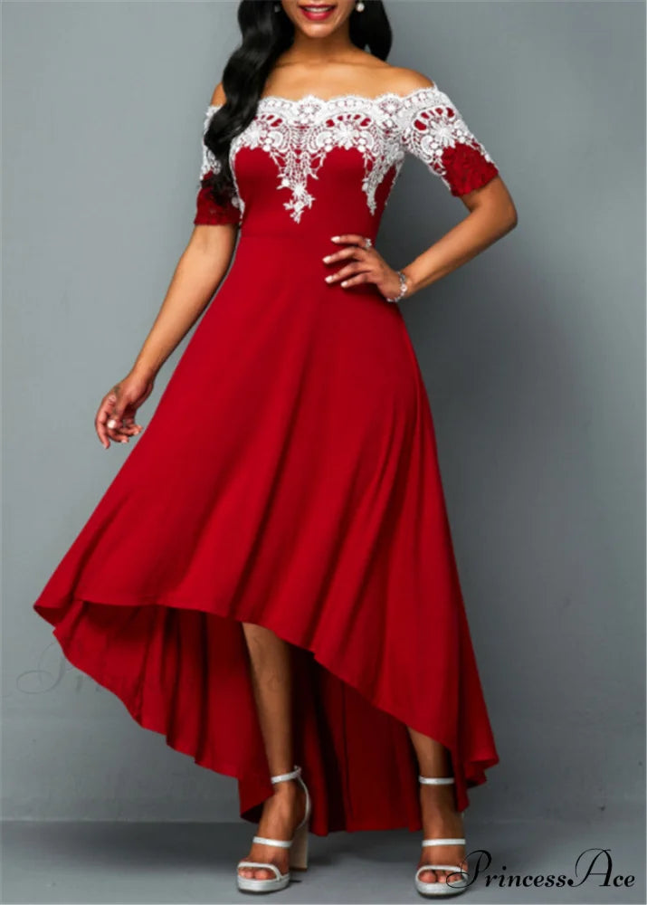 Sexy 5XL Lace One-Shoulder Elegant Gown Irregular Party - Backless Dress