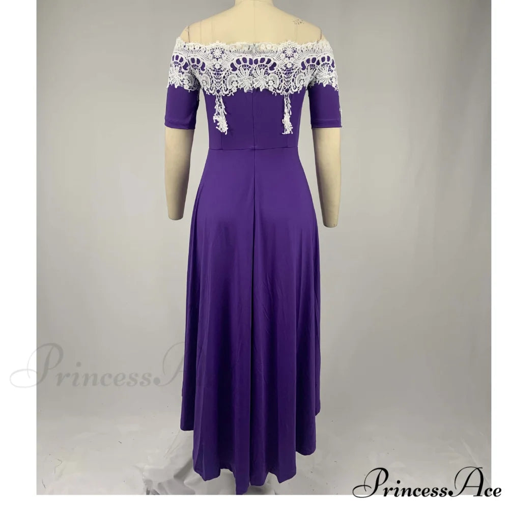 Sexy 5XL Lace One-Shoulder Elegant Gown Irregular Party - Backless Dress