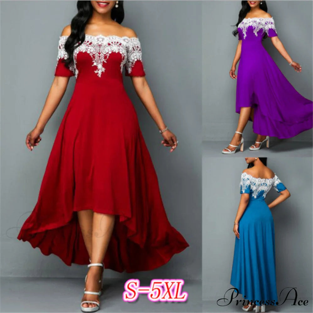 Sexy 5XL Lace One-Shoulder Elegant Gown Irregular Party - Backless Dress