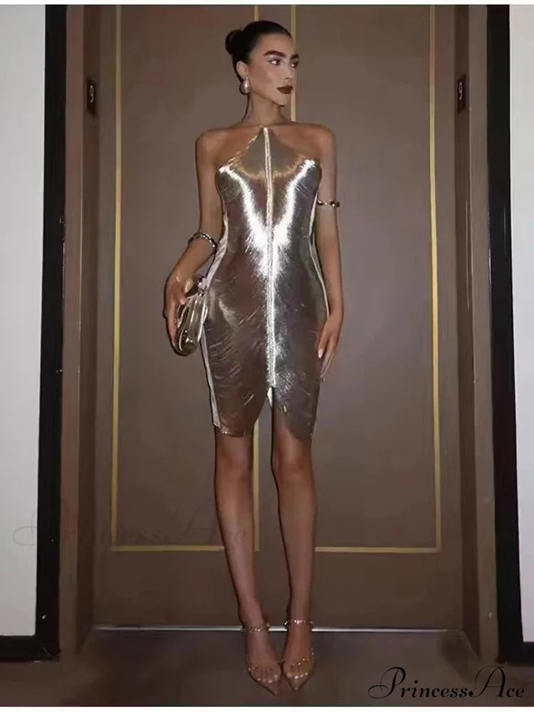 Sexy Backless Hanging Neck Tassel Mini Chic Slim Party Christmas Party Dress