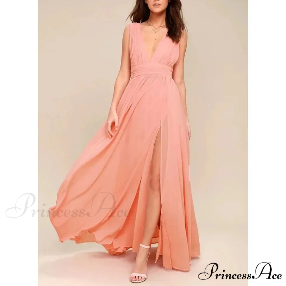 Sexy Backless Mesh Maxi Red Christmas Party Dress liangpink / S