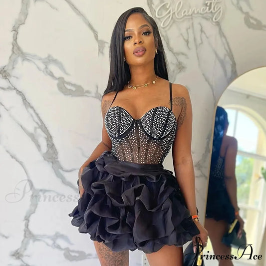 Sexy Backless Tassels Mini Solid Color Sleeveless Bodycon Low Cut V Neck Halter Neck Party Night Club Dress