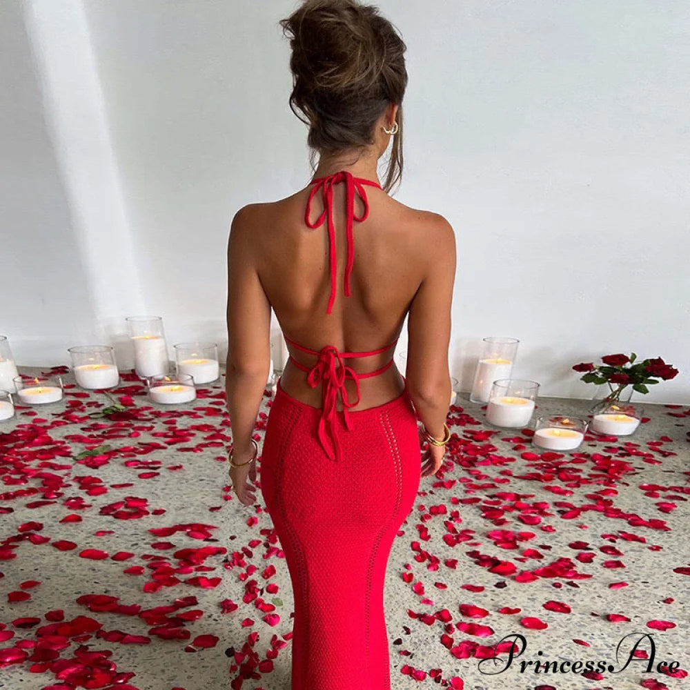 Sexy Backless Wrap Charming Chest Midi Dress