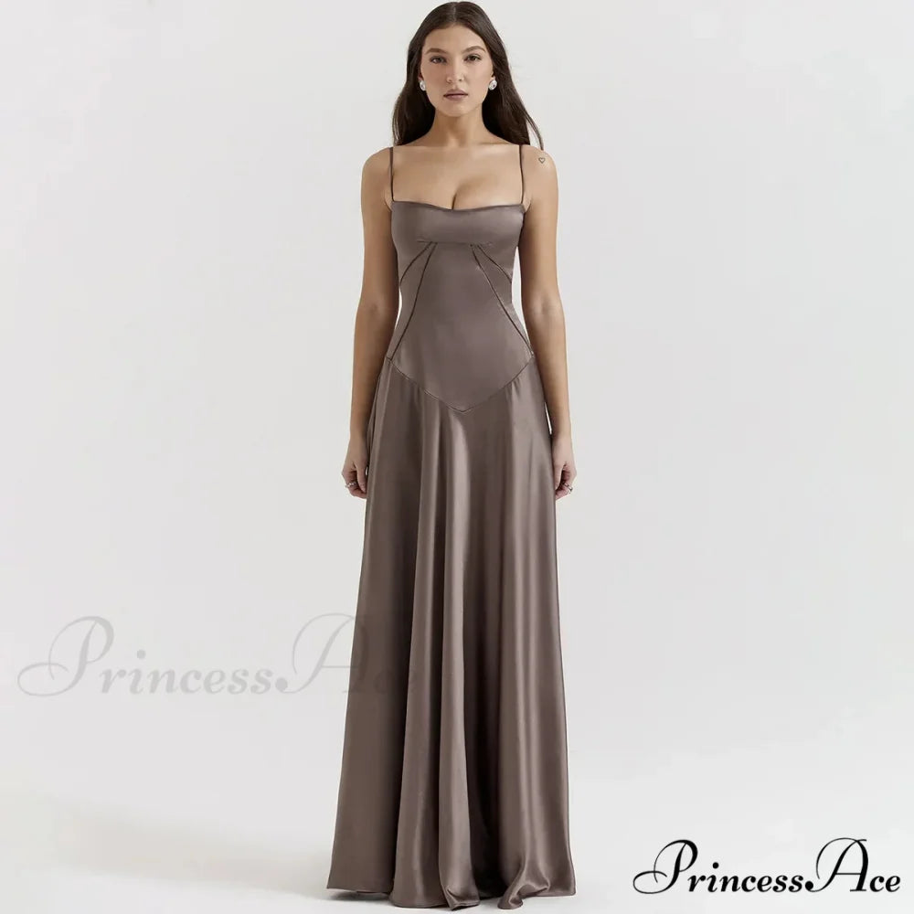 Sexy Bandage Lace Up Sleeveless Party Robe Maxi Dress GRAY / XS