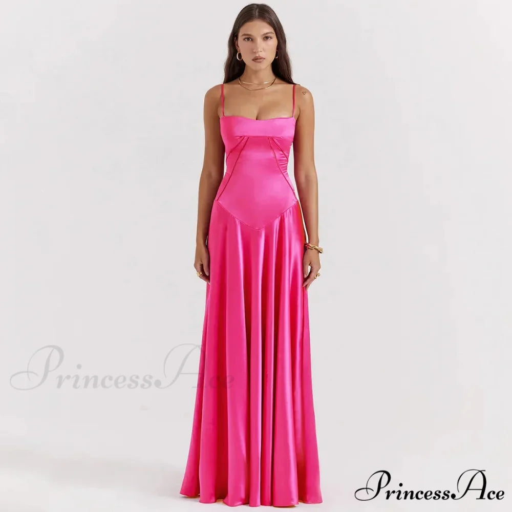 Sexy Bandage Lace Up Sleeveless Party Robe Maxi Dress RED / XS