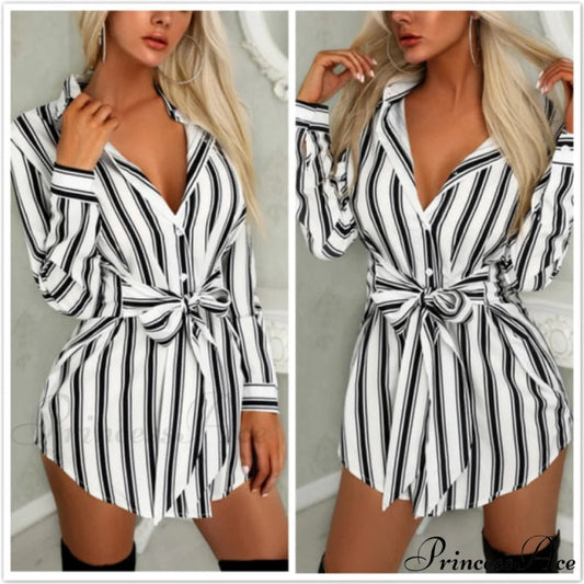 Sexy Bandage Shirt Dress MULTI / S