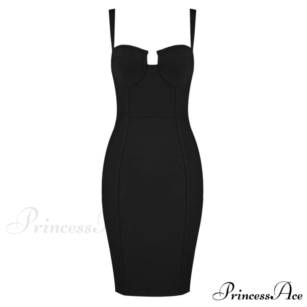 Sexy Blue Yellow Black Rayon Bandage Dress Black / XS