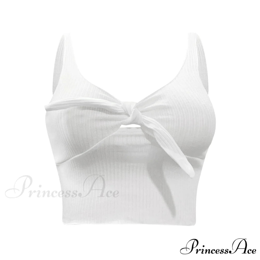 Sexy Bow Tank Tops For Women Bare Midriff Basic Crop Top