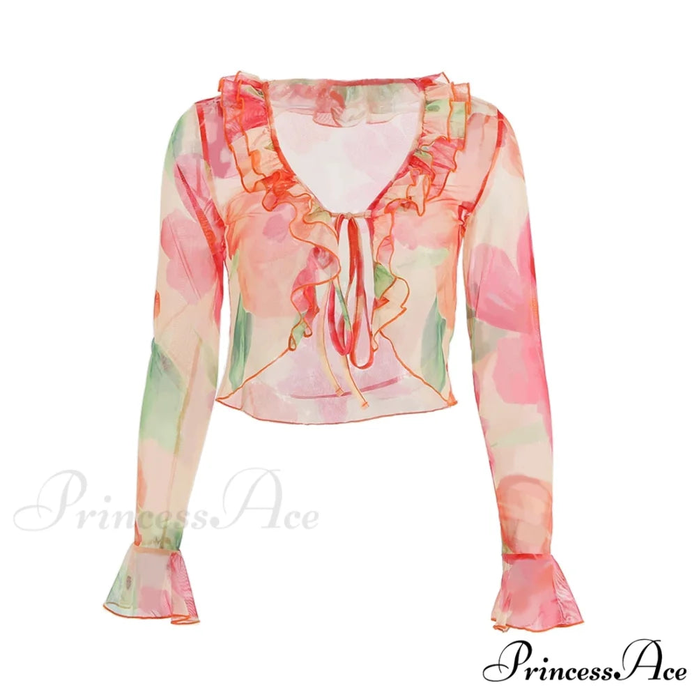 Sexy Casual Sweet See Through Fashion Blouse
