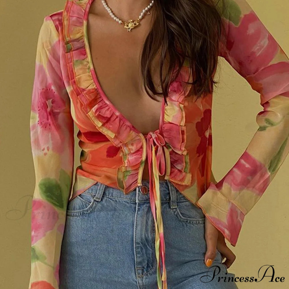 Sexy Casual Sweet See Through Fashion Blouse