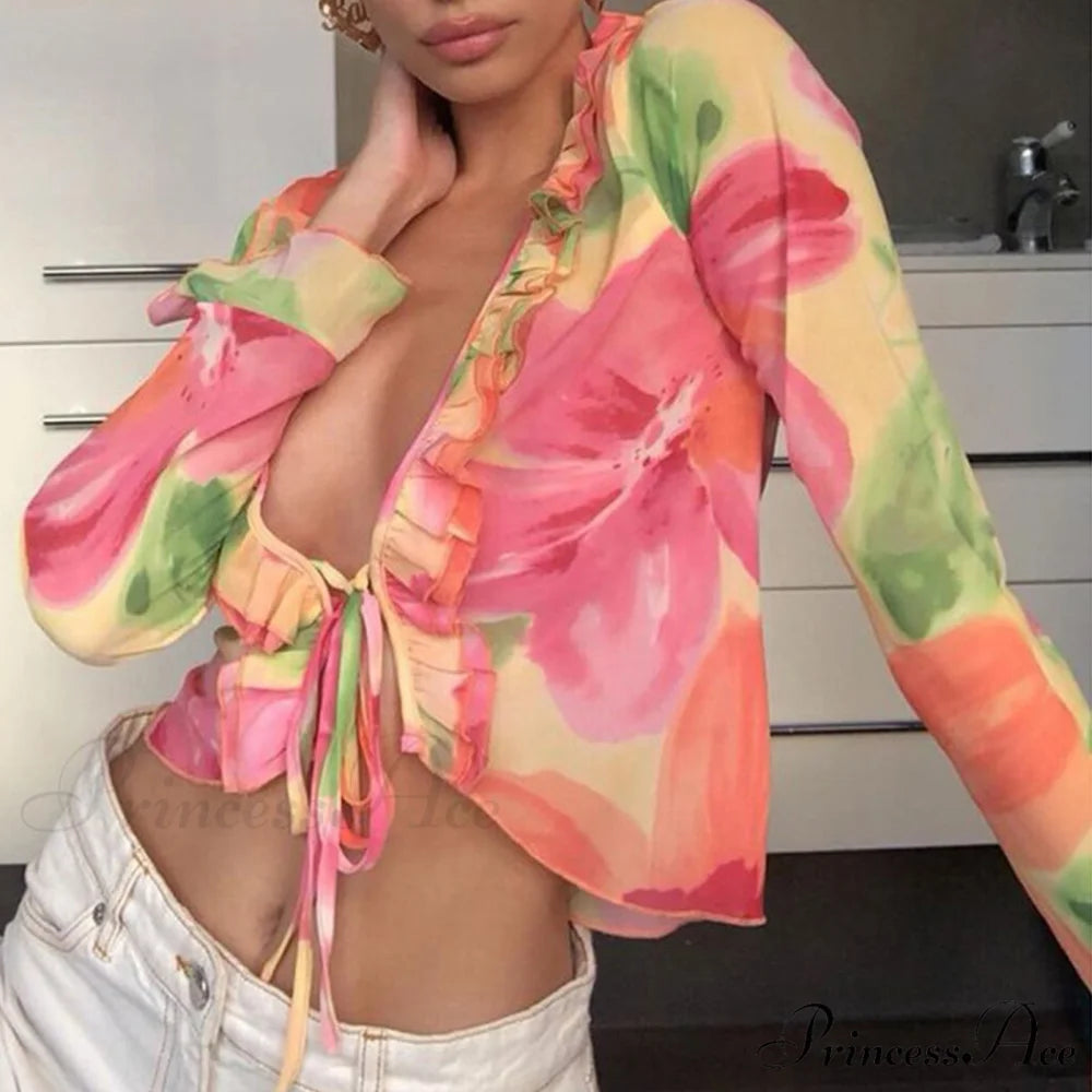 Sexy Casual Sweet See Through Fashion Blouse
