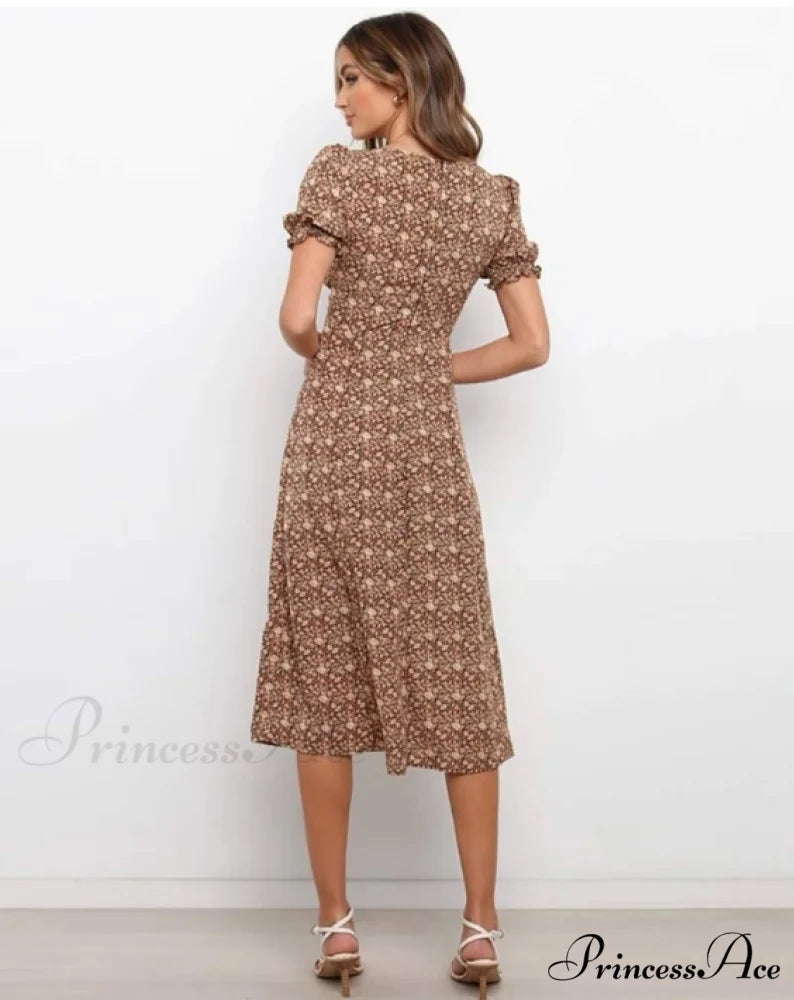 Sexy Deep V-Neck A-Line Midi Dress - New Fashion Women’s Clothing