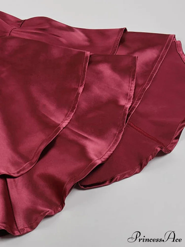 Sexy Deep V Neck Flare Sleeve Pleats Mini Backless Christmas Party Dress