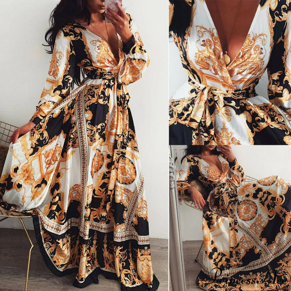 Sexy Elegant V-neck Long Maxi Dresses