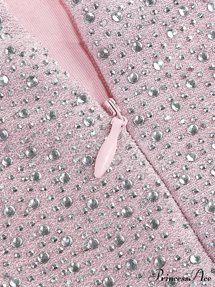 Sexy Halter Neck Shiny Diamonds Bow Maxi Dress Backless Christmas Party Dress