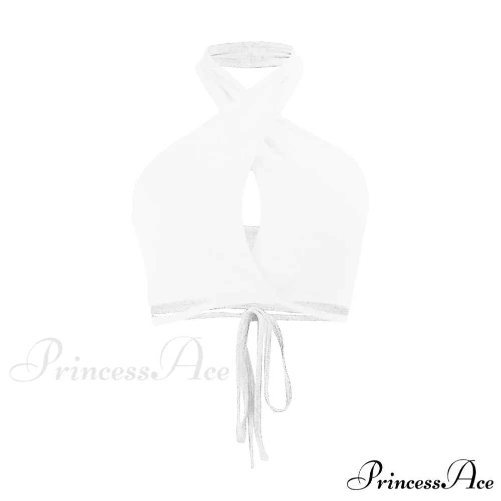 Sexy Hollow Backless White Black Tank Top White / S
