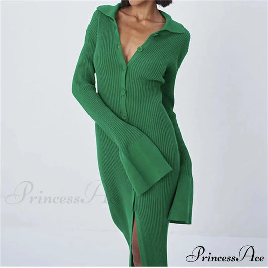Sexy Knitted Cardigan Women Female Fashion Slim Solid Autumn Winter Flare Sleeve Female Vestidos
