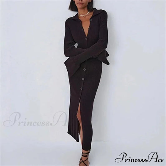 Sexy Knitted Cardigan Women Female Fashion Slim Solid Autumn Winter Flare Sleeve Female Vestidos BLACK / S