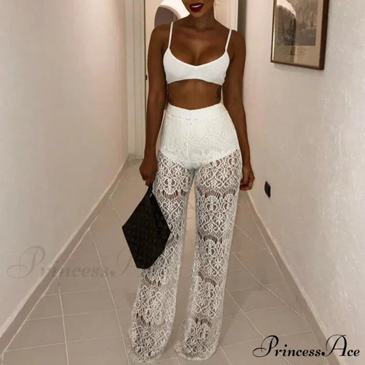 Sexy Lace High Waist Loose Pants