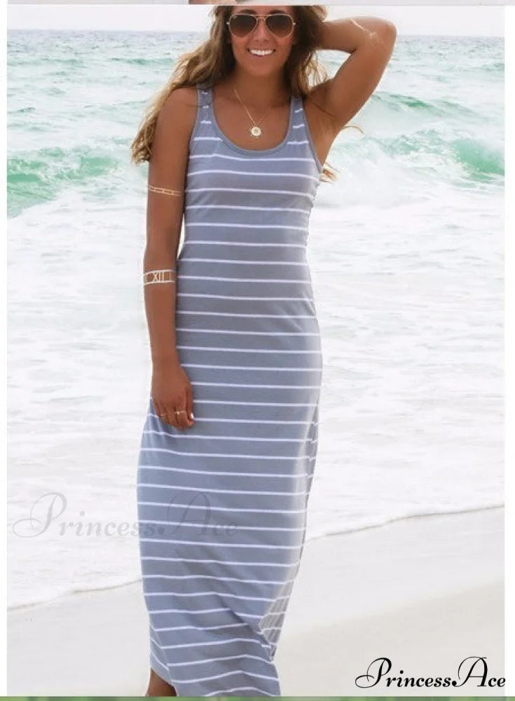 Sexy Lady Stripe Beach Dress gray / S